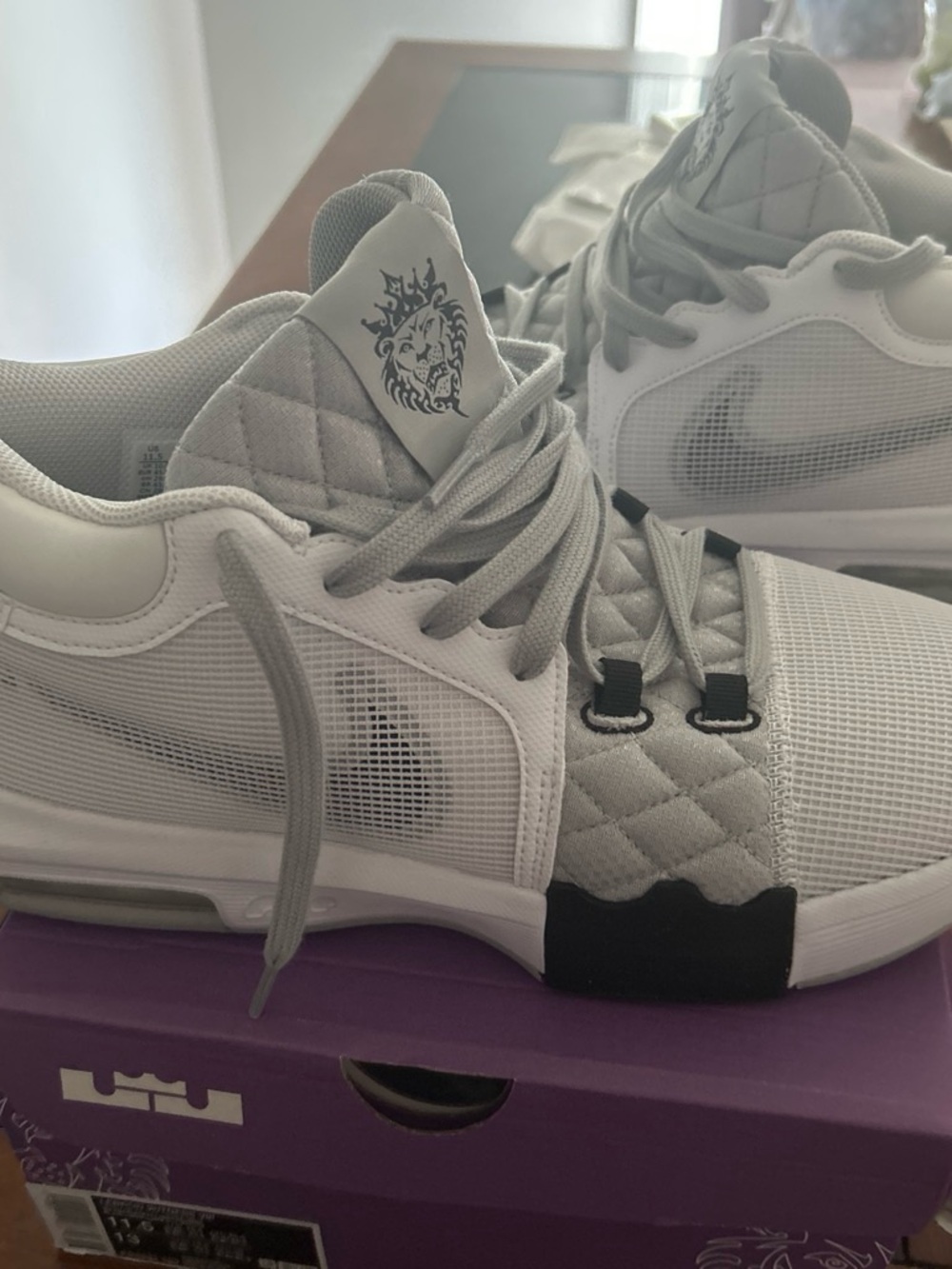 LeBron Men's Quilted Mesh Sneakers in White/Gray